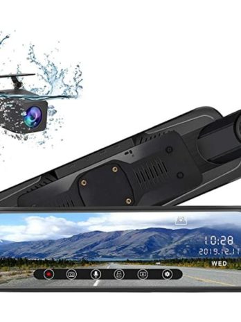 AWESAFE MIRROR Dash Cam 10 Zoll Touchscreen Full HD 1080P Kamera Weitwinkelkamera Frontkamera und Rückkamera Wasserdicht Rückfahrkamera