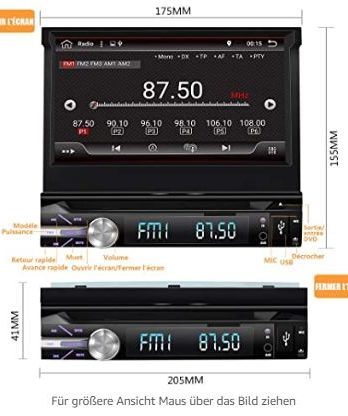 AWESAFE Android 10.0 [2GB+32GB] Radio Coche 1 DIN con Pantalla Extraible,  Autoradio 1 DIN Admite CarPlay/Android Auto/CD  DVD/WiFi/GPS/Bluetooth/RDS/USB/SD/FM Am/DSP/RCA/Subwoofer/Cámara Trasera :  : Electrónica