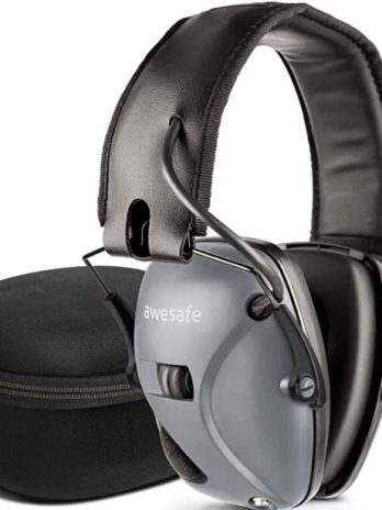 awesafe Elektronischer Trigger-Gehörschutz GF01 mit Hartschalentasche zur Aufbewahrung auf Reisen und zur Geräuschverstärkung mit Geräuschreduzierung