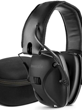 awesafe Elektronischer Trigger-Gehörschutz GF01 mit Hartschalentasche zur Aufbewahrung auf Reisen und zur Geräuschverstärkung mit Geräuschreduzierung