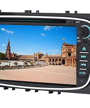 AWESAFE Autoradio für Ford Focus Mondeo, Doppel Din Radio mit Navi unterstützt Lenkrad Bedienung Bluetooth Mirrorlink CD DVD FM AM RDS – Schwarz