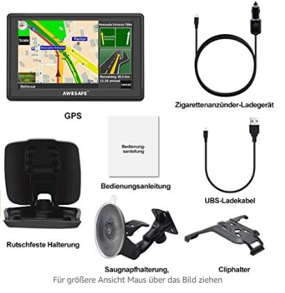 AWESAFE GPS Navi Navigation für Auto LKW PKW KFZ 5 Zoll Touchscreen Sprachführung Lebenslang Kostenloses Kartenupdate mit Navigationsgerät Halterung 