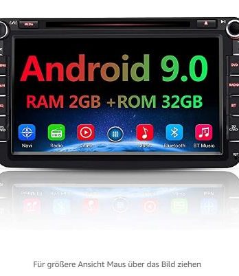 AWESAFE Android 9.0 Autoradio für VW Skoda Seat, 2 DIN 8 Zoll Touchscreen DAB+ unterstützung WLAN DVD USB RDS Bluetooth MirrorLink