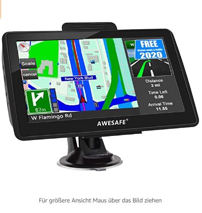 AWESAFE Auto GPS Navigation für LKW PKW 7 Zoll Navigationsgerät mit Sonnenschutz 2020 Europa Map lebenslang kostenlos Karten-Updates 
