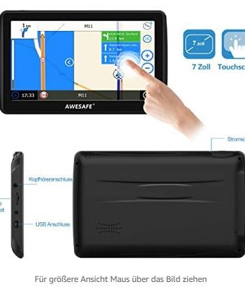 AWESAFE Navigation für Auto LKW Navigationsgerät 7 Zoll Navigationssystem mit 2020 Europa Karte Lebenslang kostenlos Kartenupdate